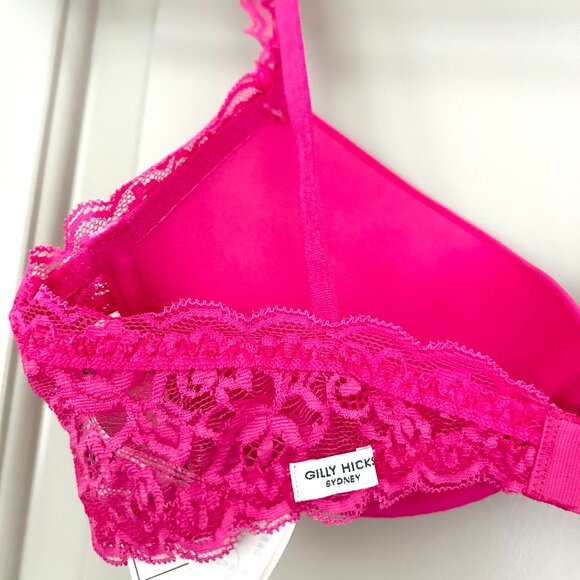 NWT New Gilly Hicks Abercrombie Hollister Cute Push-Up Bright Pink Bra 34B - Picture 4 of 4